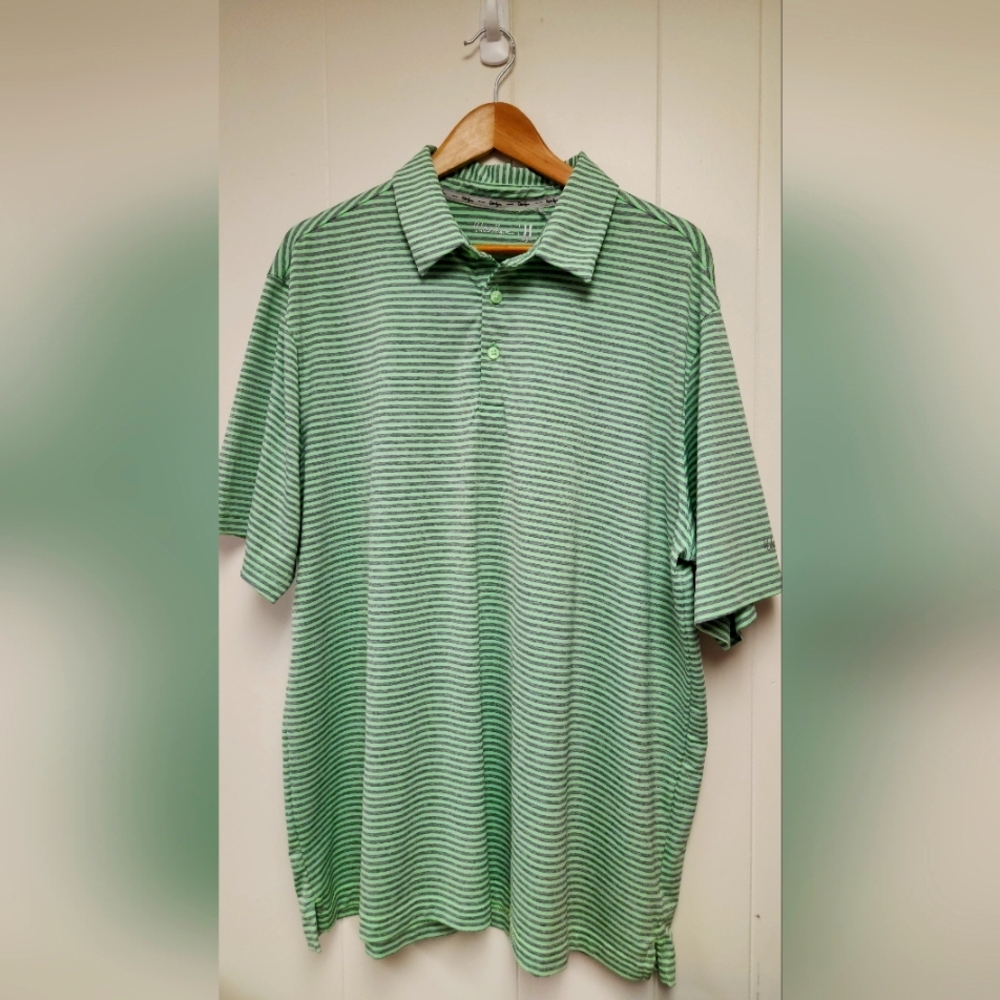 Walter Hagen Men's Polo XL Green Striped Polo Shirt PERFECT CONDITION